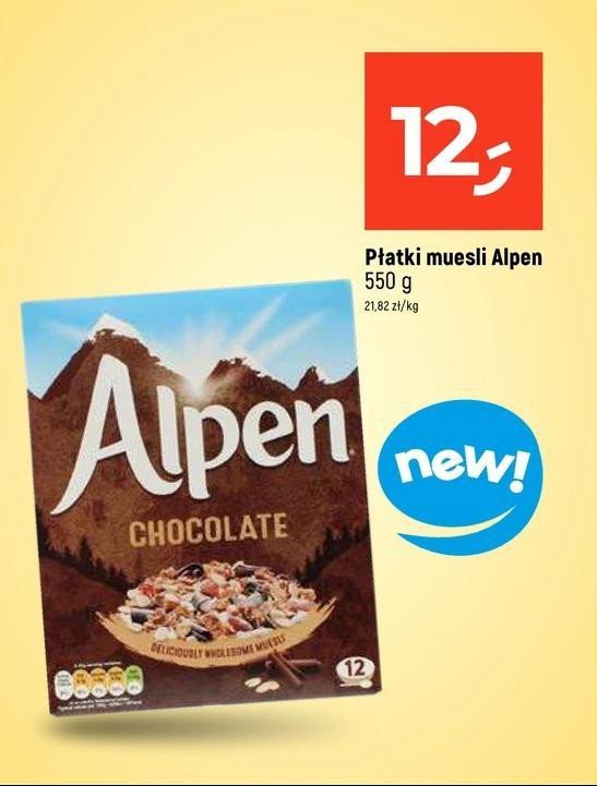 Płatki musli alpen chocolate promocja w Dealz