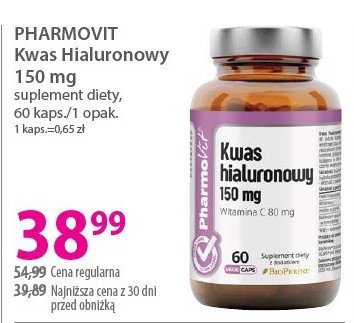 Kwas hialuronowy w kapsułkach Pharmovit promocja w Hebe