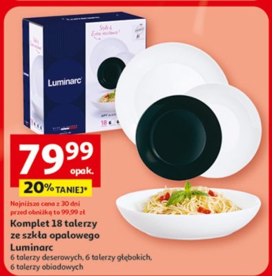Komplet 18 talerzy ze szkła opalowego Luminarc promocja w Auchan