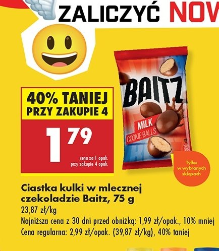 Ciastka kulki w mlecznej czekoladzie Baitz promocja