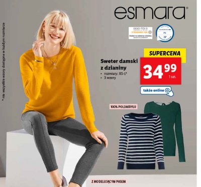 Sweter damski z dzianiny xs-l Esmara promocja