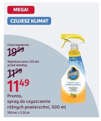 Pronto spray do czyszczenia różnych powierzchni, 500 ml promocja w Rossmann
