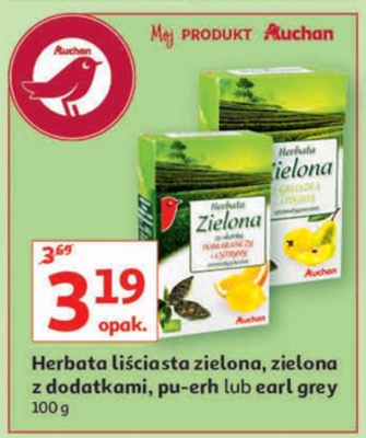 Herbata zielona liściasta Auchan promocja