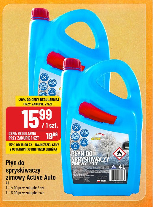 Zimowy płyn do spryskiwaczy Active auto promocja w POLOmarket