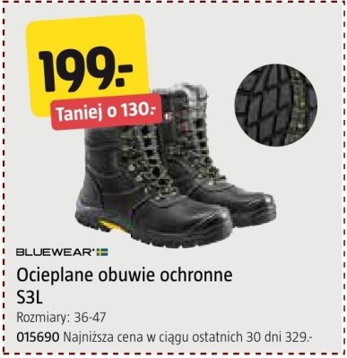 Ocieplane obuwie ochronne S3L BLUEWEAR promocja w Jula