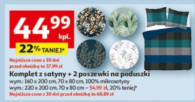 Komplet z satyny + 2 poszewki na poduszki promocja w Auchan