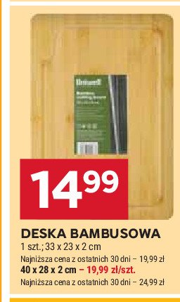 Deska bambusowa prostokątna 33 x 23 x 2 cm promocja w Stokrotka