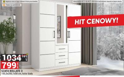 Szafa BOLLATE 3 150,3x200,1x58 cm, kolor biały promocja w Merkury Market