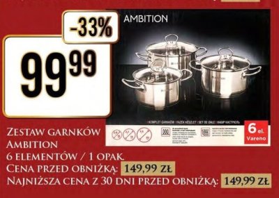 Zestaw garnków AMBITION 6 elementów / 1 opak. promocja w Dino