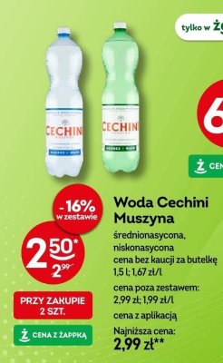 Woda Cechini Muszyna średnionasycona, niskonasycona 1,5 l promocja w Żabka