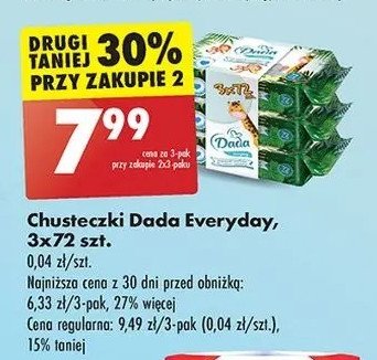 Chusteczki wilgotne naturals Dada promocja