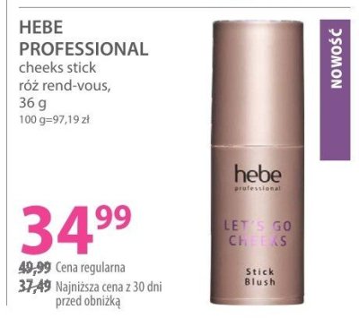 Róż HEBE PROFESSIONAL cheeks stick rend-vous promocja w Hebe