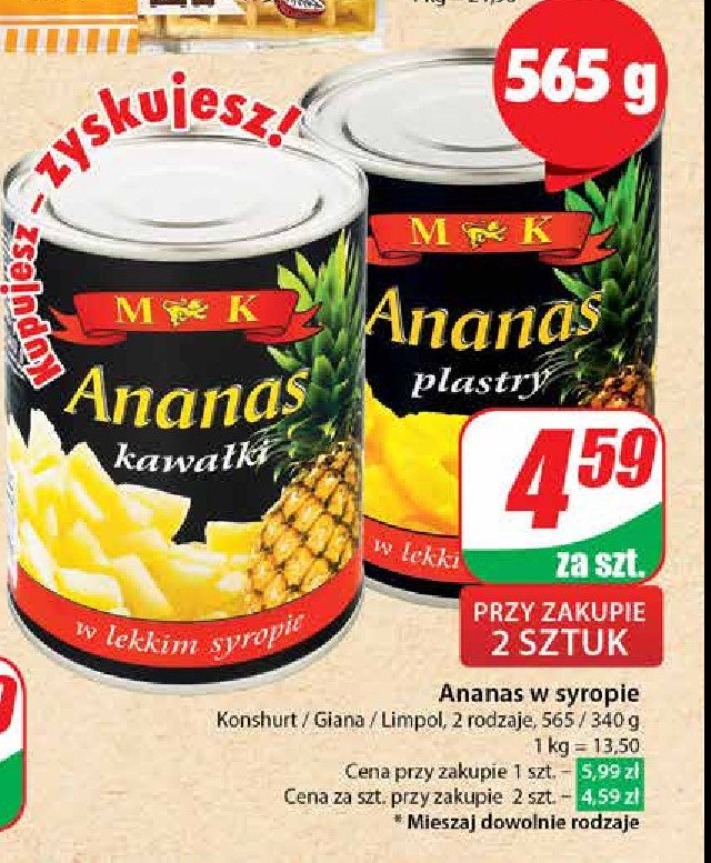 Ananas kawałki M&k promocja