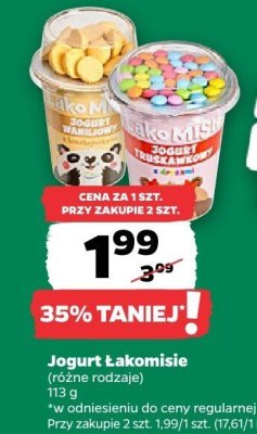 Jogurt Łakomisie różne rodzaje promocja w Netto