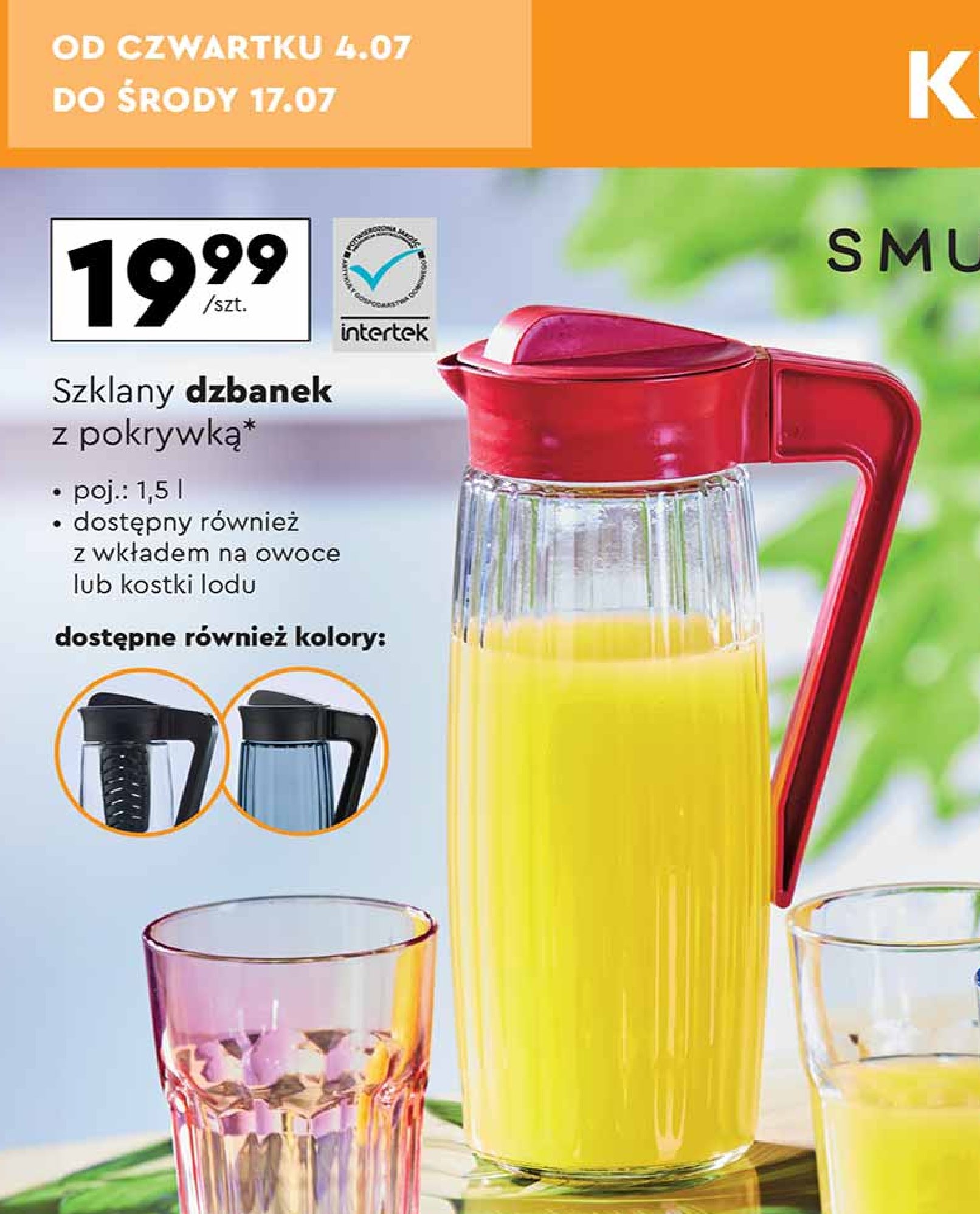 Dzbanek szklany 1.5 l promocja