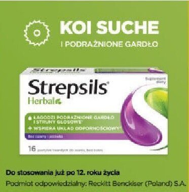 Strepsils Herbals pastylki do ssania promocja w Żabka