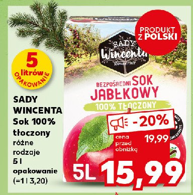 Sok jabłkowy Sady wincenta promocja w Kaufland