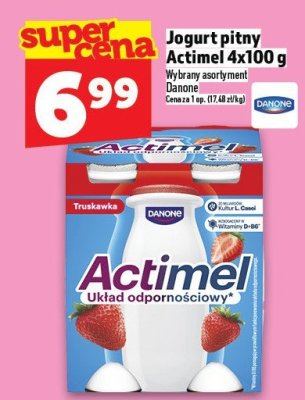 Jogurt pitny Actimel 4x100 g promocja w TOPAZ