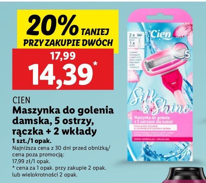 Maszynka do golenia + 2 wkłady silk & shine Cien promocja