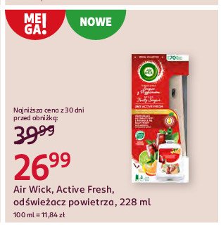 Odświeżacz powietrza owocowa sangria z przyprawami Air wick active fresh promocja w Rossmann