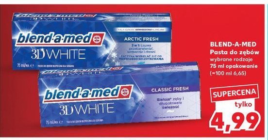 Pasta do zębów arctic fresh Blend-a-med 3d white promocja w Kaufland