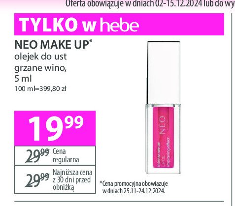 Olejek do ust Neo make up promocja