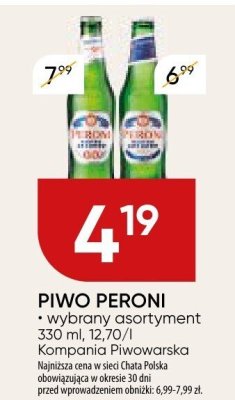 Piwo PERONI promocja w Chata Polska