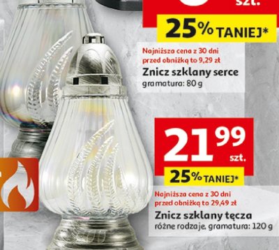 Znicz szklany łącza różne rodzaje promocja w Auchan
