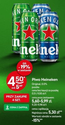 Piwo Heineken Original, 0,0% puszka promocja w Żabka