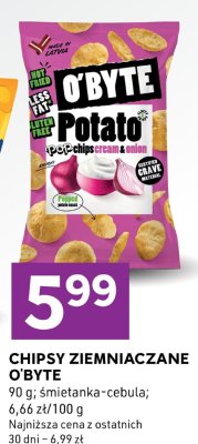 Chipsy ziemniaczane śmietanka-cebula O'Byte promocja w Stokrotka