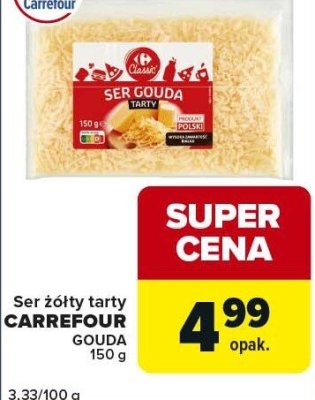 Ser żółty tarty CARREFOUR GOUDA 150g promocja w Globi