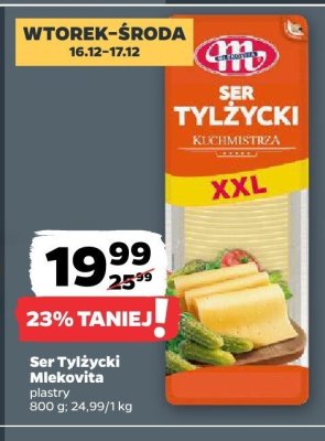 Ser Tylżycki Mlekovita plastry XXL promocja w Netto