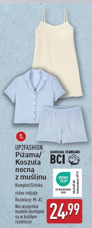Koszula nocna z muślinu m-xl Up2fashion promocja w Aldi