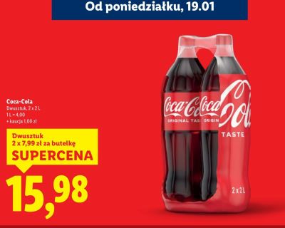 Napój Coca-Cola Dwuszutk 2 x 2L promocja w Lidl