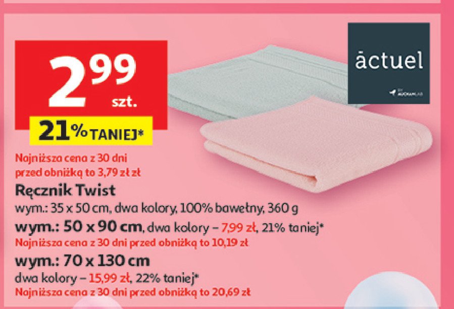 Ręcznik twist 70 x 130 cm Actuel promocja w Auchan