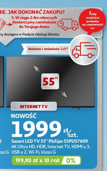 Telewizor 55'' 55pus7609 Philips promocja w Auchan