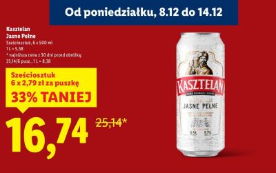 Piwo Kasztelan Jasne Pełne 6-pak promocja w Lidl