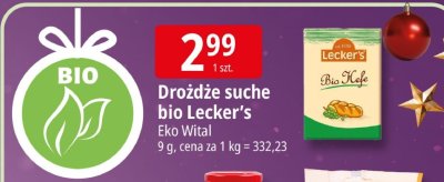 Drożdże suche bio Lecker's Eko Wital promocja w Leclerc