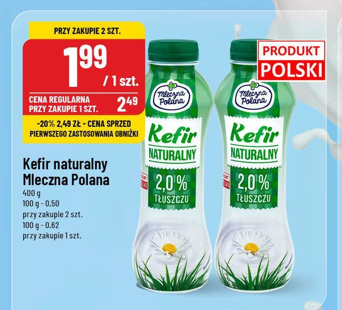 Kefir naturalny 2% Mleczna polana promocja