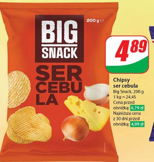 Chipsy ser-cebula Big snack promocja