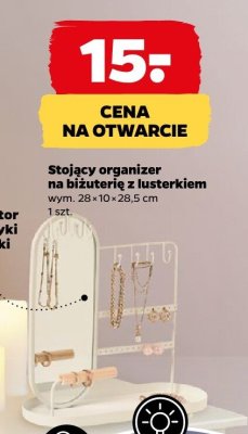 Stojący organizer do biżuterii z lusterkiem wym. 28x10x28,5 cm promocja w Netto