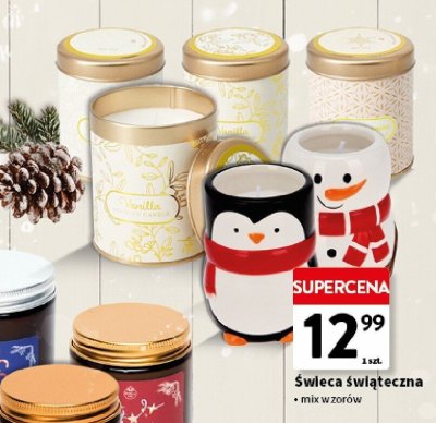 Świeca świąteczna mix wzorów promocja w Intermarche