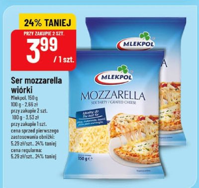 Ser mozzarella wiórki Mlekpol promocja w POLOmarket