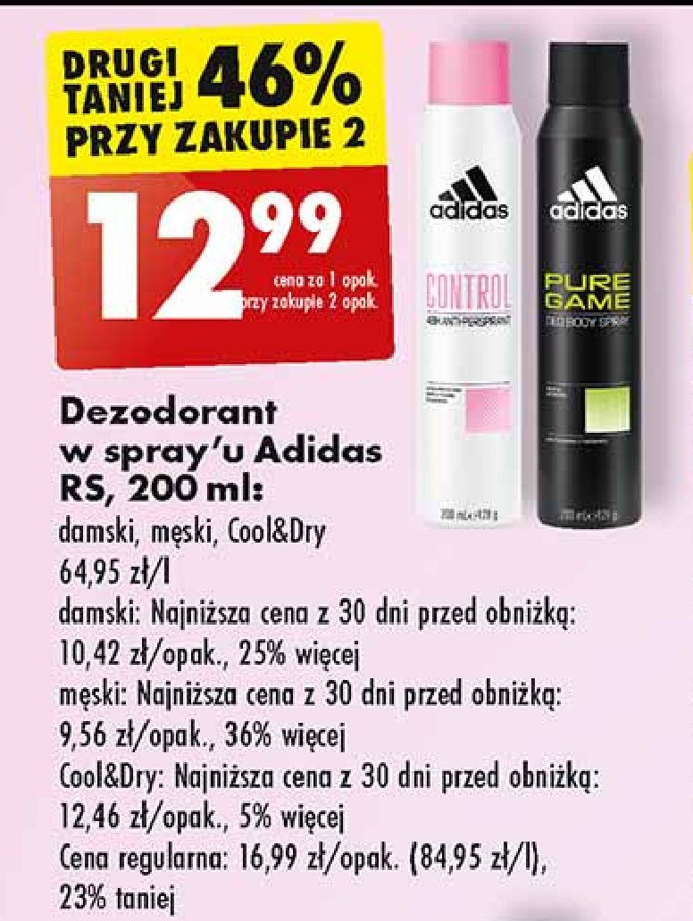 Dezodorant 72h Adidas cool & dry Adidas cosmetics promocja