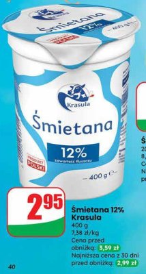 Śmietana 12% Krasula promocja w Dino