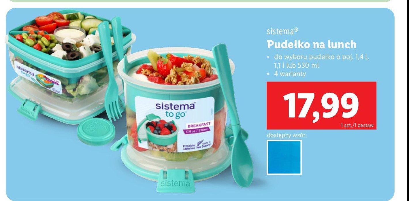 Pojemnik na sałatkę + sztućce to go 1.1 l Sistema promocja w Lidl