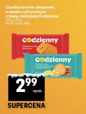 Ciastka kruche deserowe o smaku cytrynowym z białą czekoladą Codzienny promocja w Delikatesy Centrum