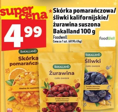 Skórka pomarańczowa / śliwki kalifornijskie / żurawina suszona Bakalland 100 g promocja w TOPAZ
