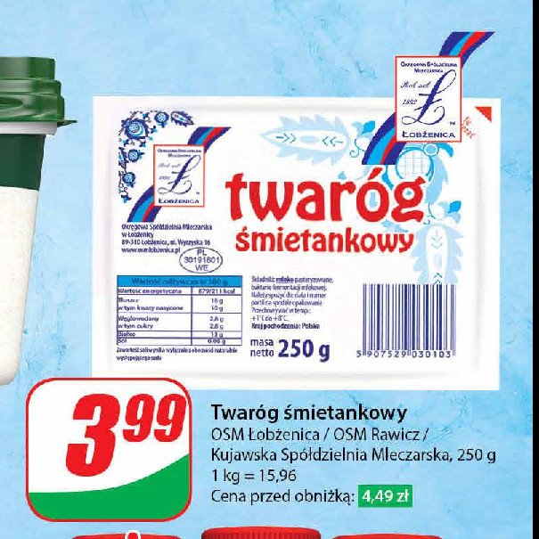 Twaróg śmietankowy Osm łobżenica promocja