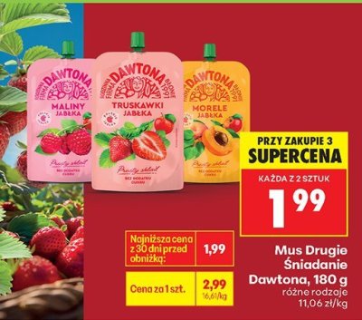 Mus Drugie Śniadanie Dawtona, 180 g różne rodzaje promocja w Biedronka
